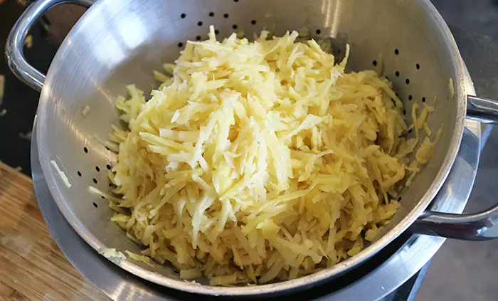 The grated potato for the hash browns