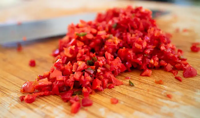 Lots of chopped red chillies
