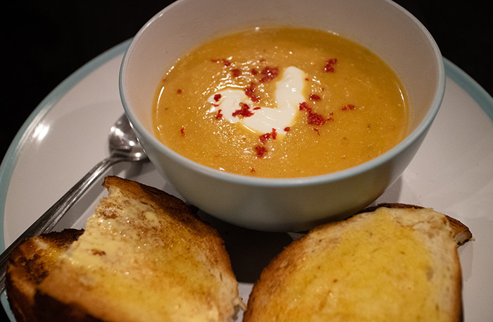 Butternut squash soup with chilli & crème fraîche