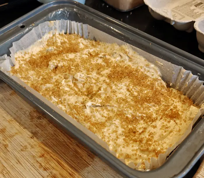 The Simple Date and Banana Loaf Recipe ready to be baked in a load tin